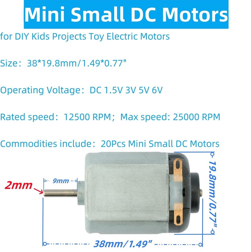 MTDELE 20Pcs Mini Small DC Motors 1.5V 3V 5V 6V 130 Micro Toy Electric Motors Compatible with for DIY Kids Projects - Image 2